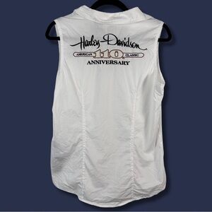 Harley Davidson (Large) 110th Anniversary American Classic White Sleeveless Top